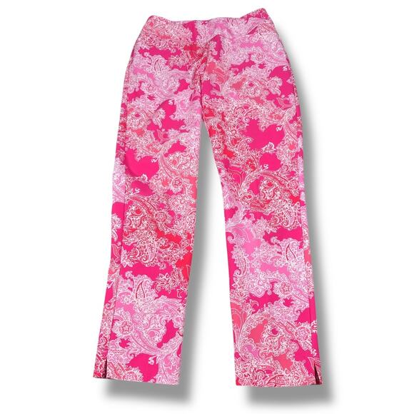 IBKUL Pascha Pants Women’s 4 Pink Baroque Floral Paisley Golf Active Pockets - Picture 1 of 11